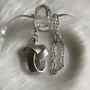 Large Vtg Crown Trifari Silver Tone Pendant & Necklace